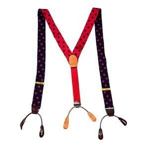 Vintage Y-shaped polka dot navy red Fabric Elastic Adjustable Suspenders